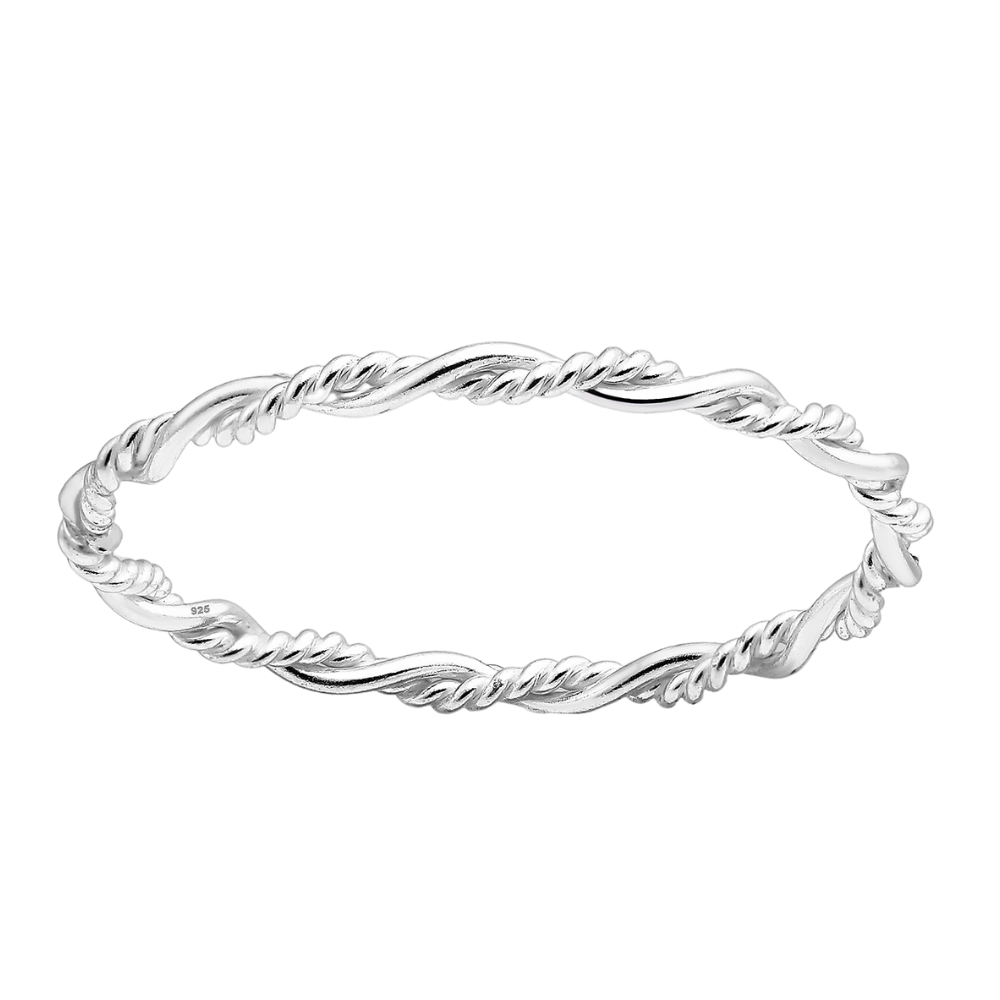 Sterling Silver Twisted Rope Braided Ring