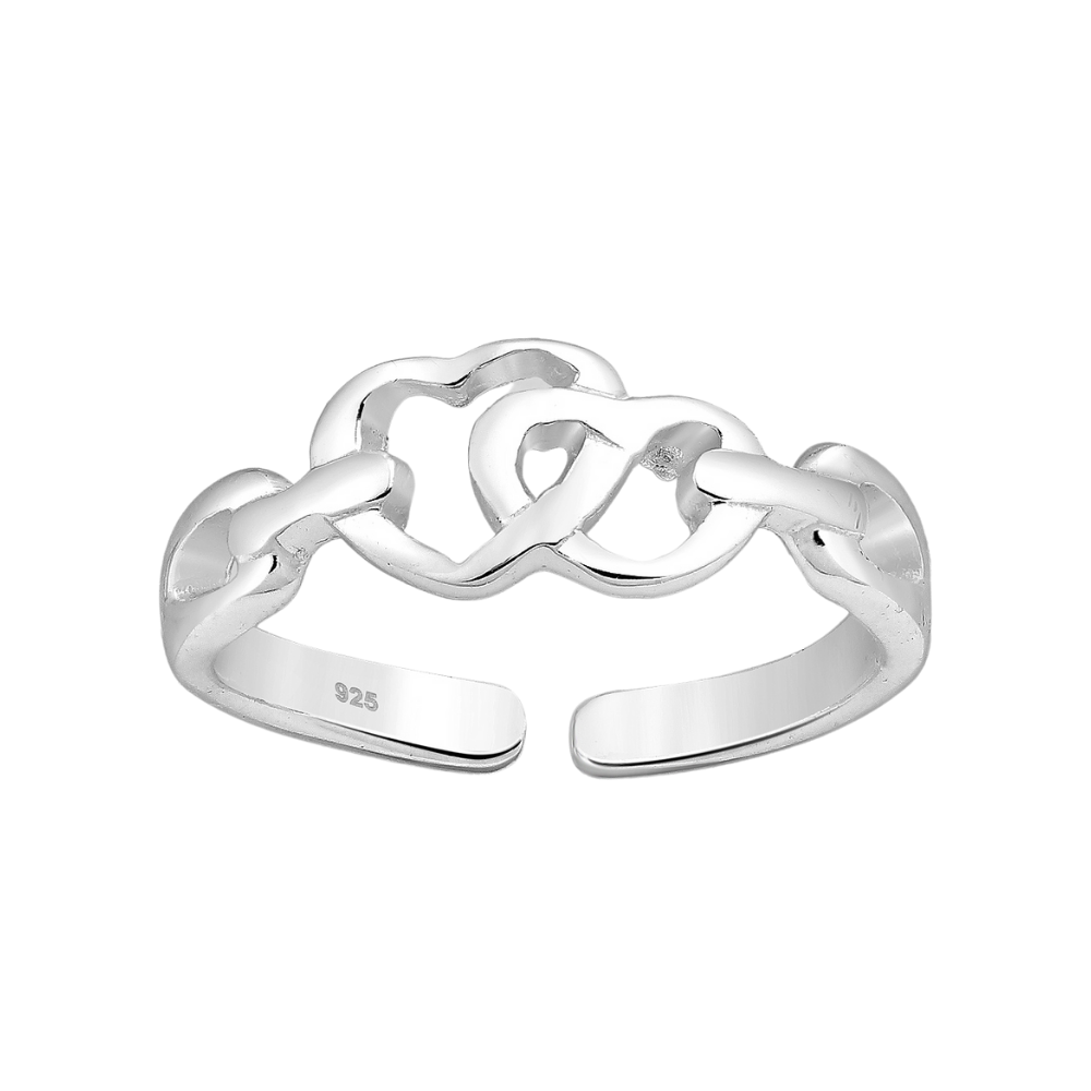 Sterling Silver Interlocked Heart Toe Rings