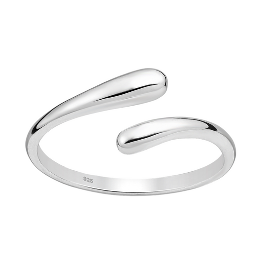 Sterling Silver Adjustable Bypass Curved Ring