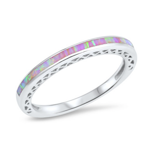 Sterling Silver Pink Lab Opal Ring