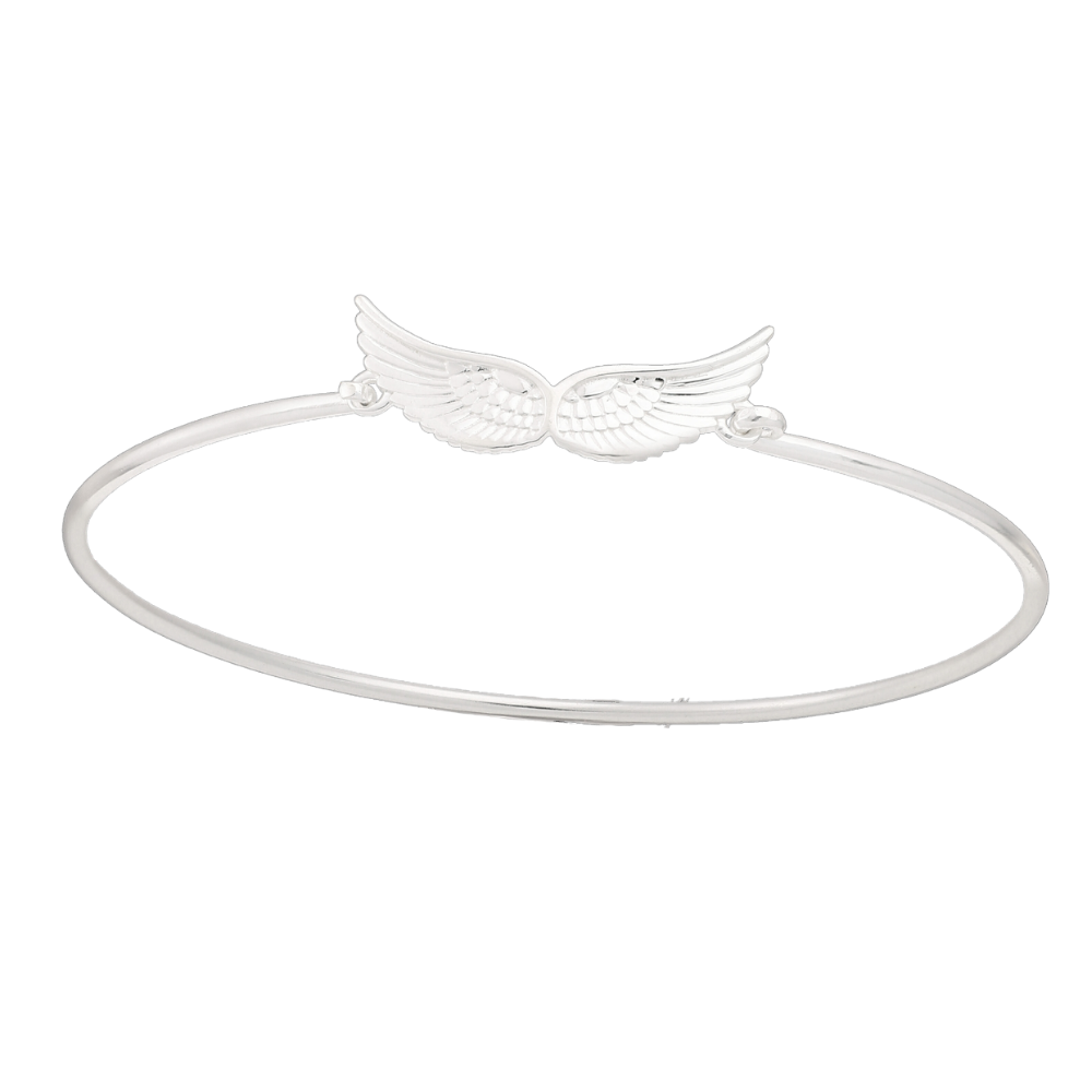 Sterling Silver Angel Wings Bangle Bracelet