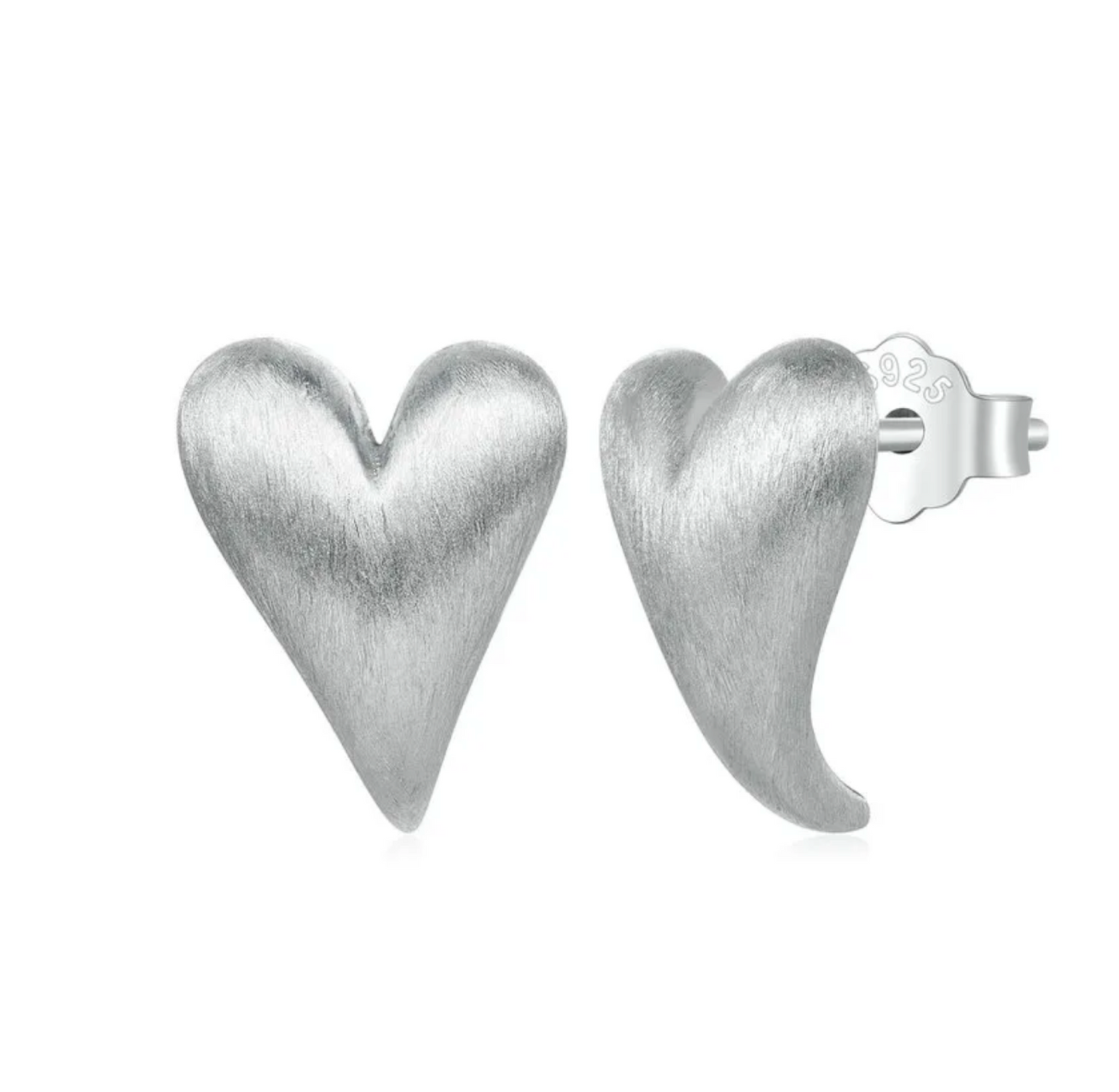 Sterling Silver Elongated Heart Stud Earrings