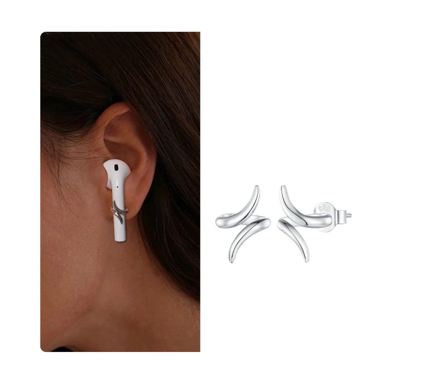 Sterling Silver Siwrled Anti-Loss Airpod Stud Earrings