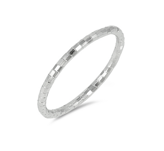 Sterling Silver Square Diamond Cut Band Ring (92319-17)