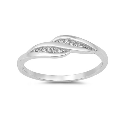 Sterling Silver CZ Dual Swirled Ring