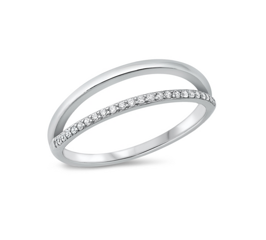 Sterling Silver Dual Band CZ Ring