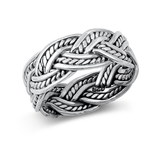 Sterling Silver Thick Braided Woven Band Ring