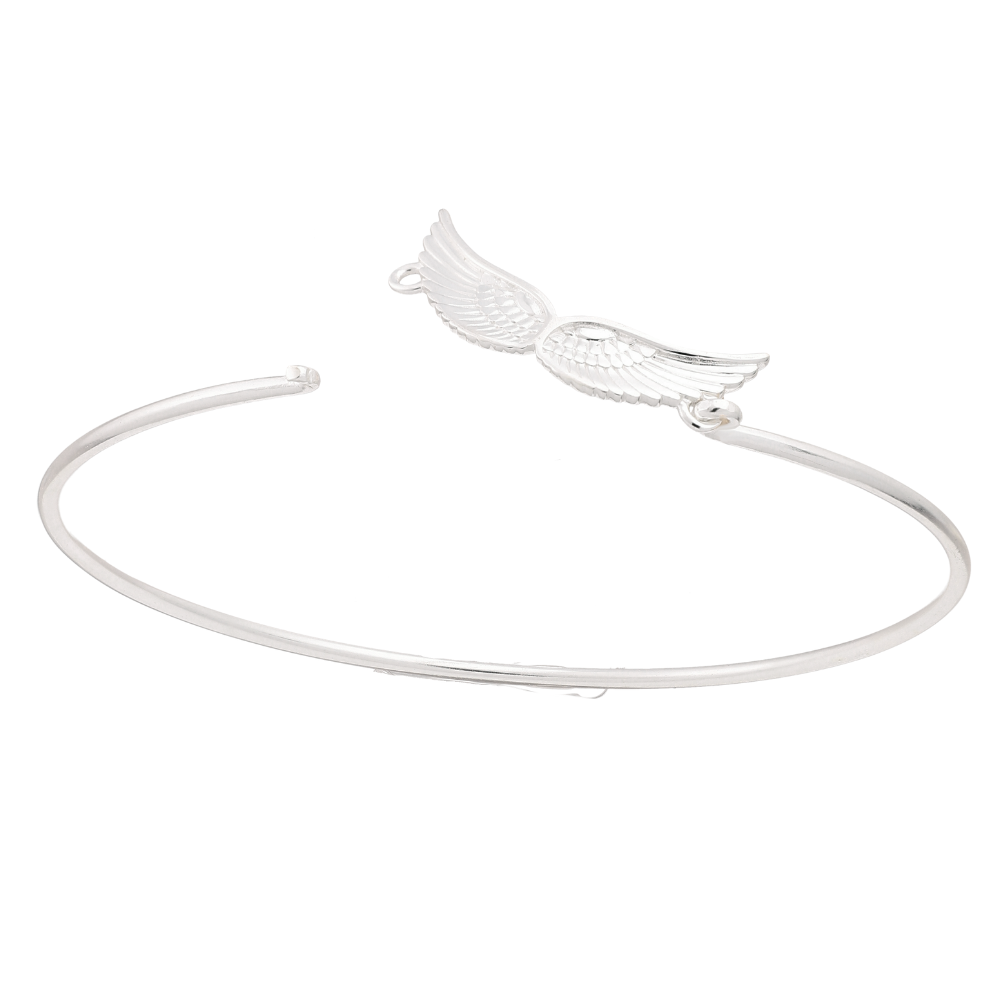 Sterling Silver Angel Wings Bangle Bracelet