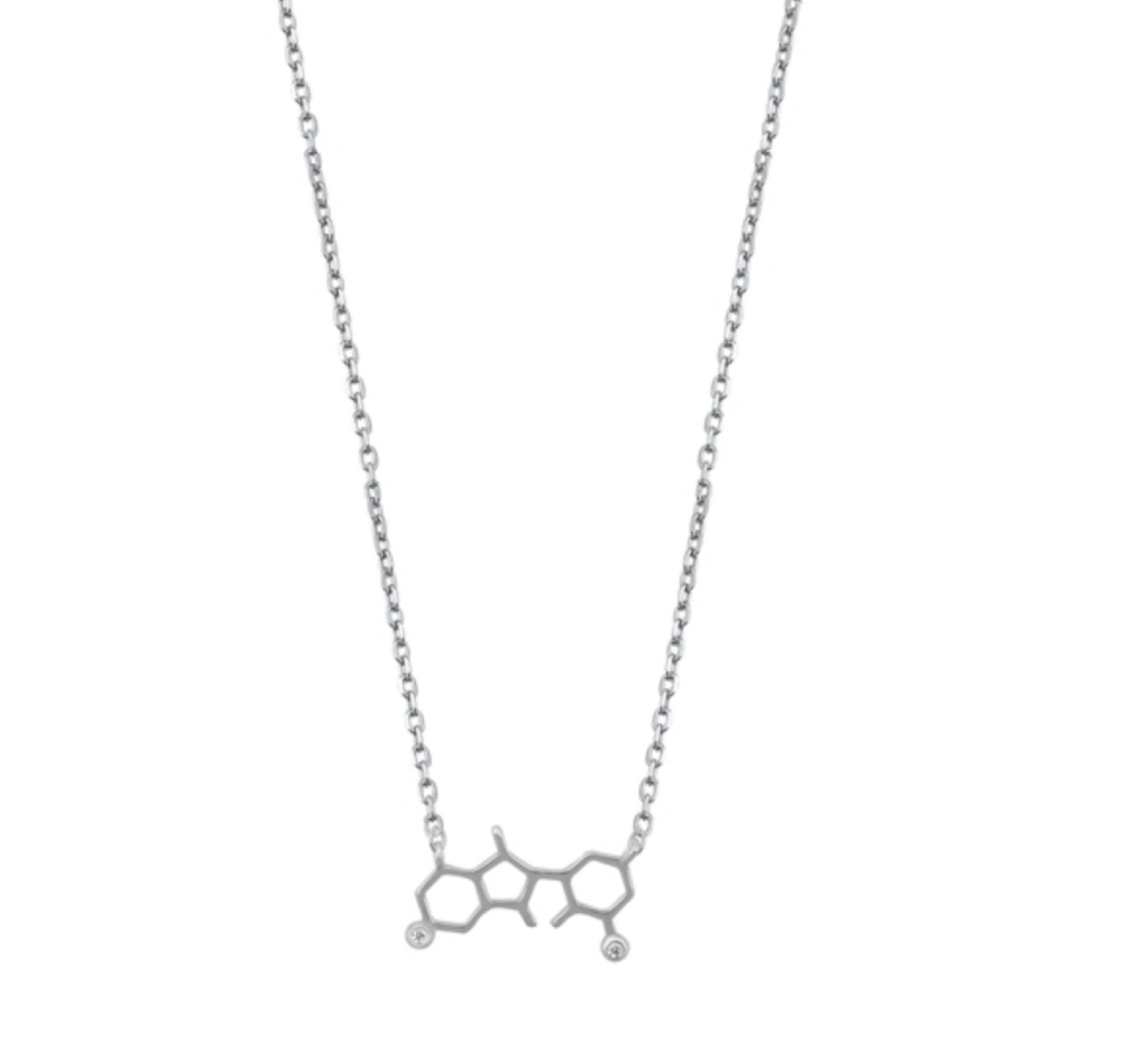 Sterling Silver & CZ Molecule Pendant Necklace