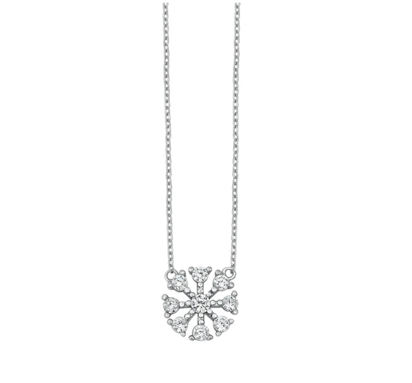 Sterling Silver & CZ Snowflake Pendant Necklace