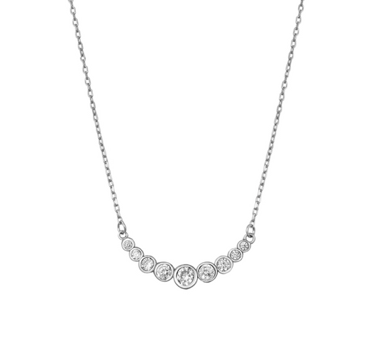 Sterling Silver & CZ Circular Graduated Necklace