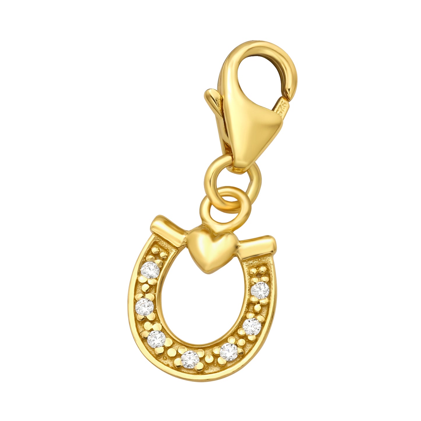 Gold Plated Sterling Silver & CZ HorseShoe Heart Charm