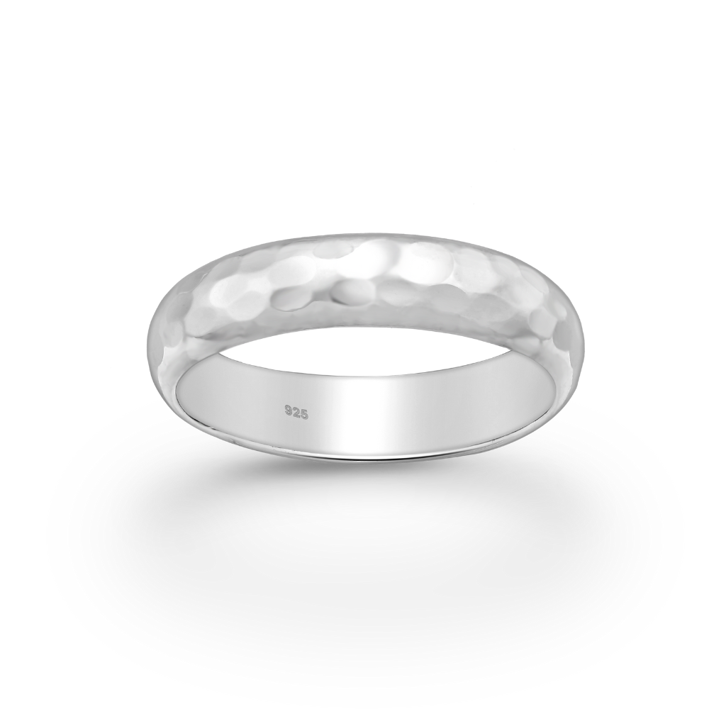 Sterling Silver Hammered Band Ring