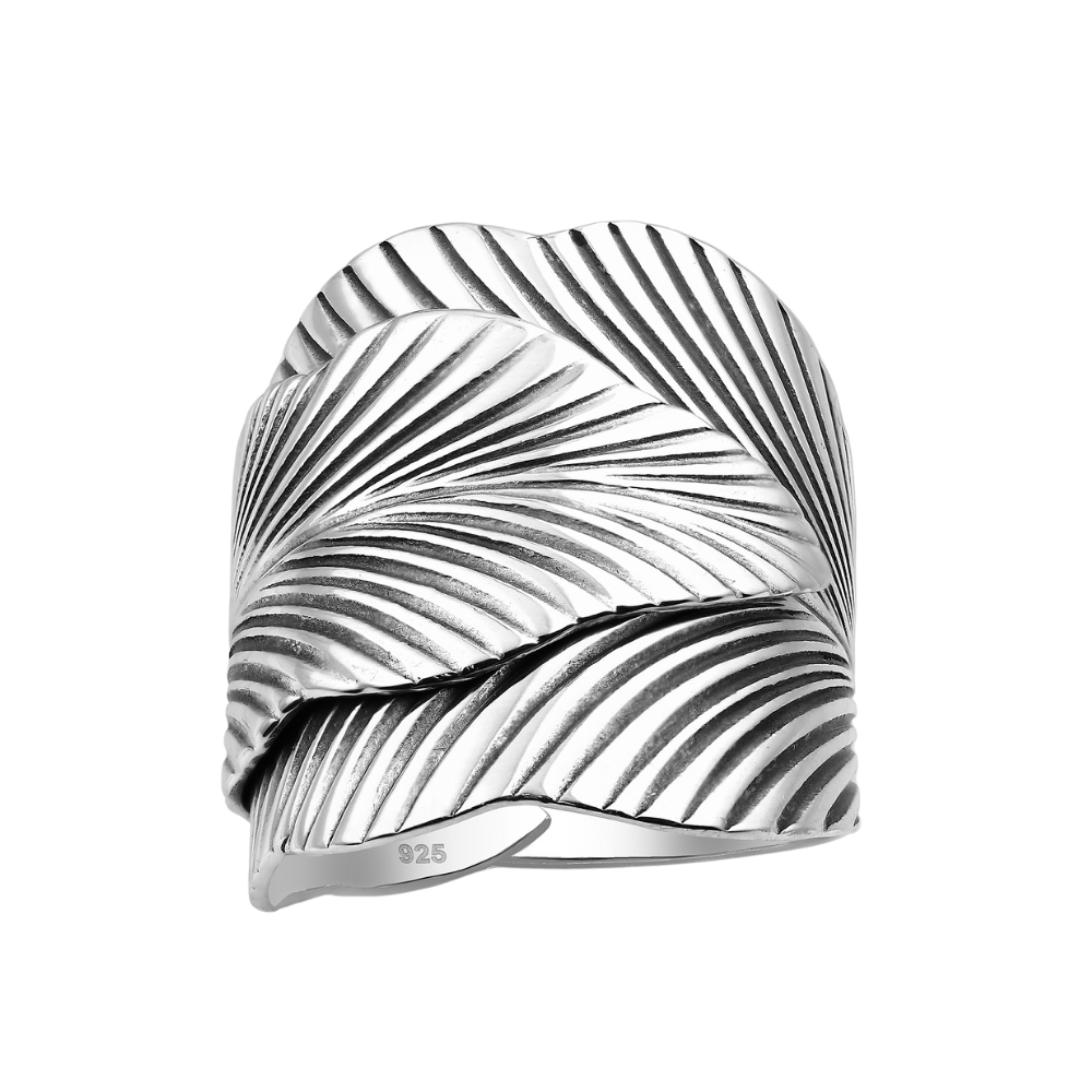 Sterling Silver Wrapped Leaves Statement Ring