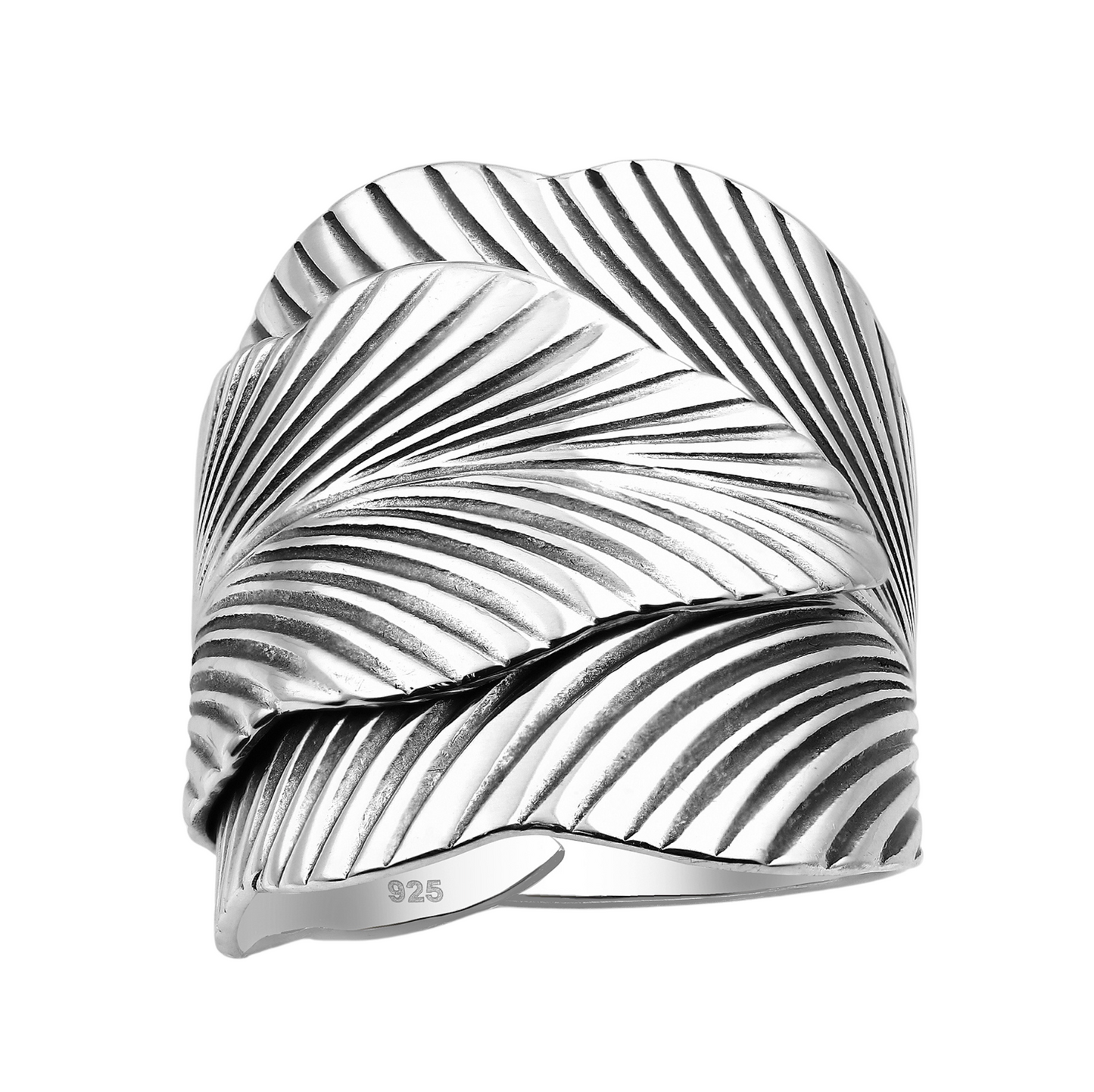 Sterling Silver Wrapped Leaves Statement Ring