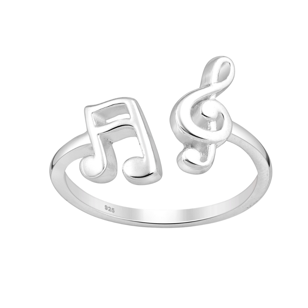 Sterling Silver Adjustable Music Notes Ring - Sizes 6 to 9