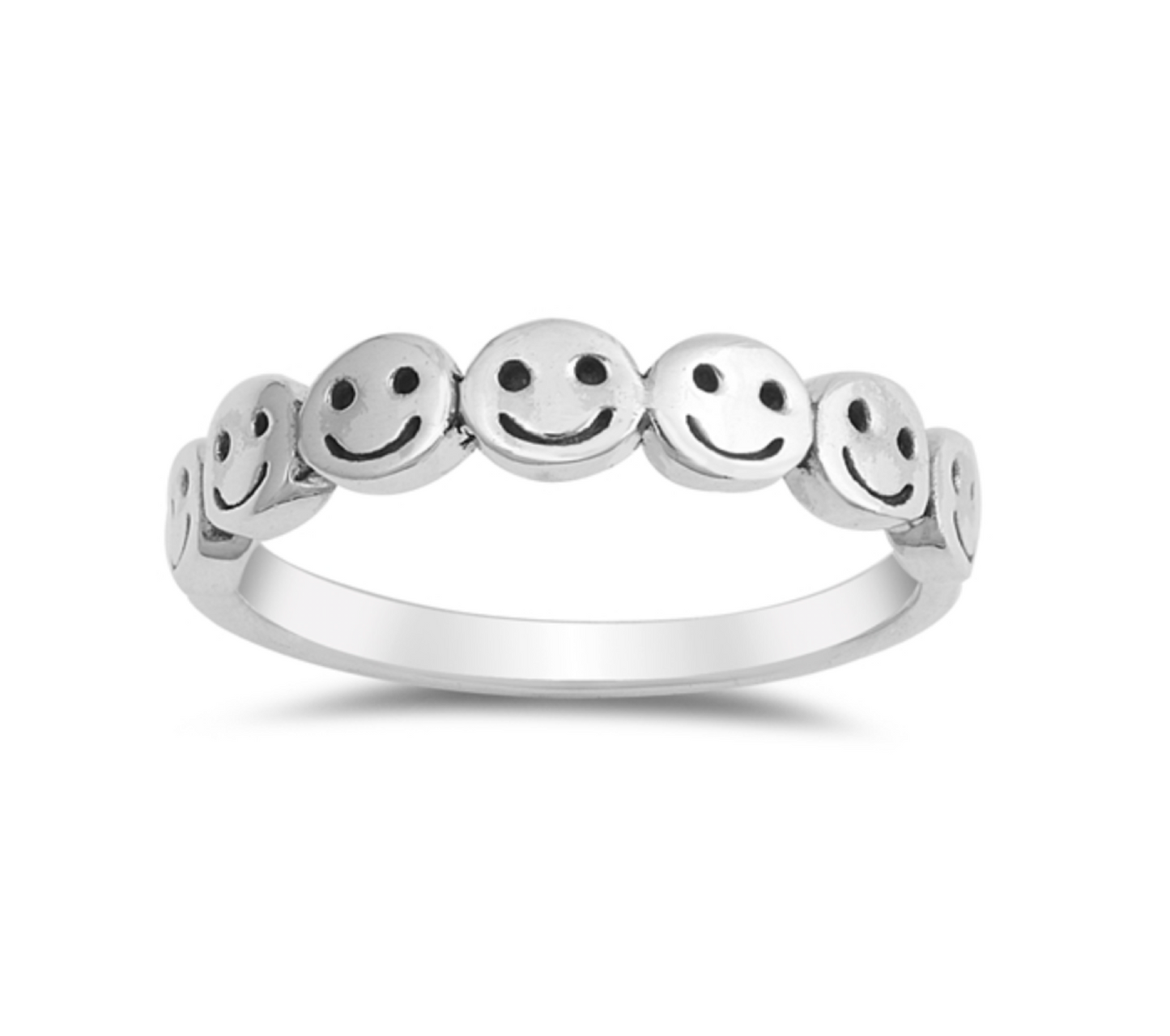 Sterling Silver Smiley Faces Ring