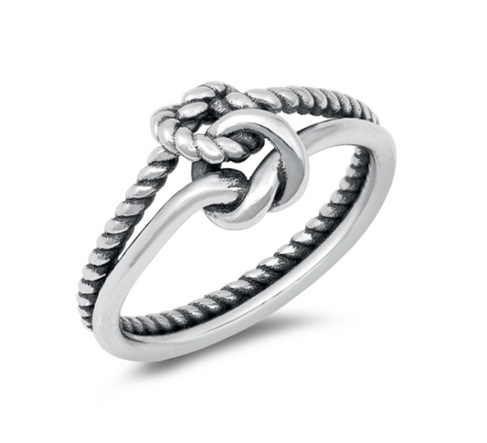 Sterling Silver Rope Braided Double Knot Ring