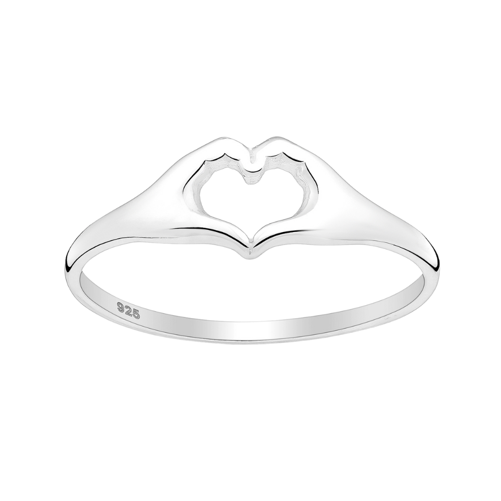 Sterling Silver Heart Hands Ring