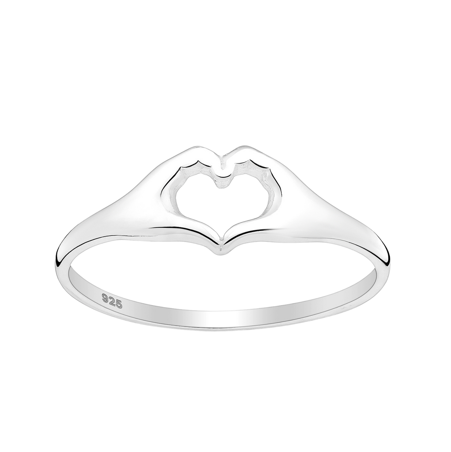 Sterling Silver Heart Hands Ring