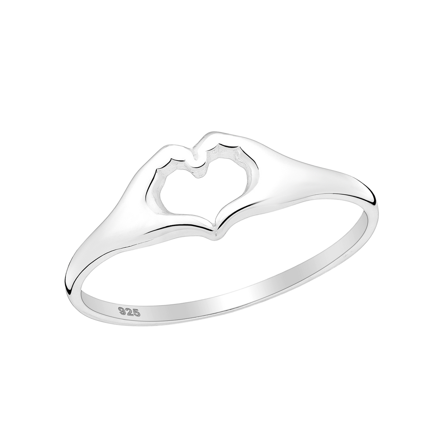 Sterling Silver Heart Hands Ring