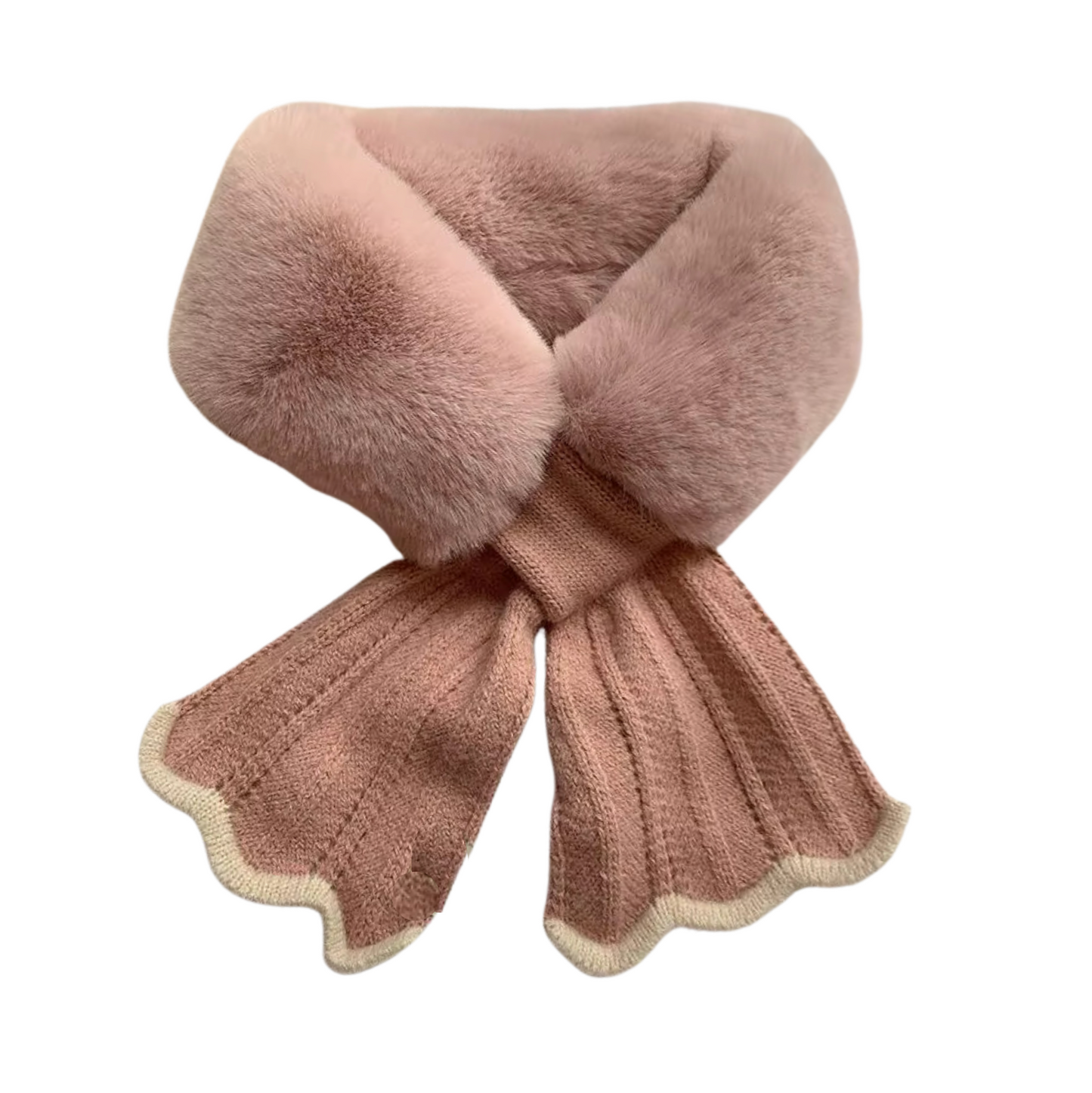 Chic Faux fur Collar Scarf in Dusty Rose