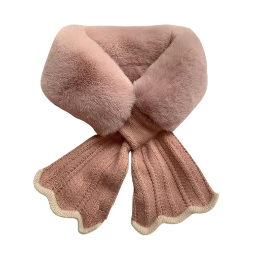 Chic Faux fur Collar Scarf in Dusty Rose