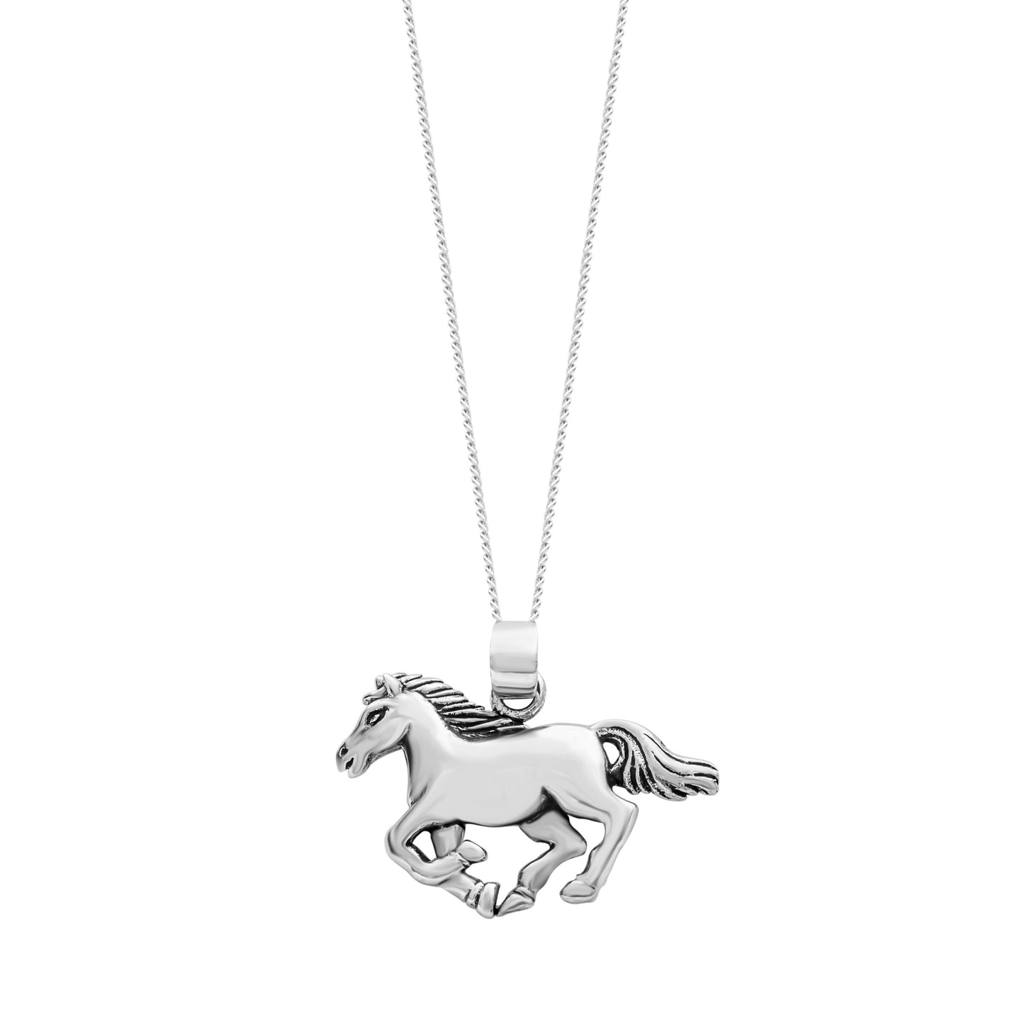 Sterling Silver Running Home Pendant Necklace