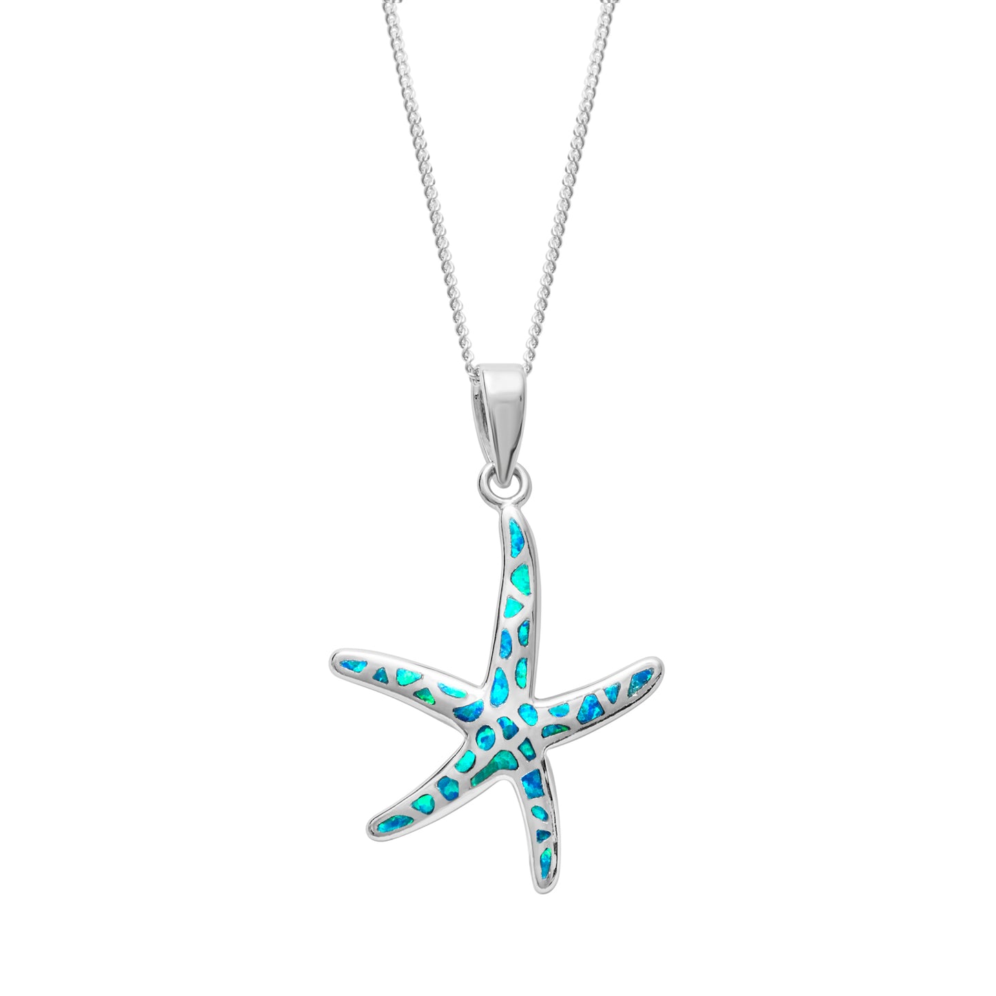 Lab-Created Opal & Sterling Starfish Pendant Necklace