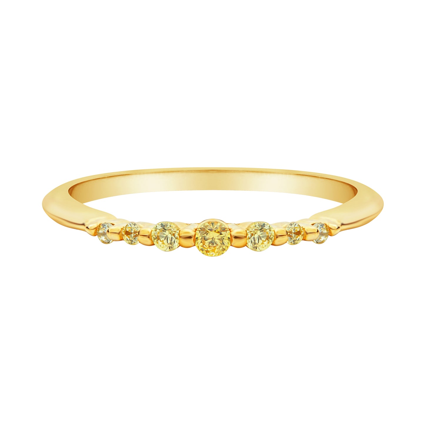 Yellow Cubic Zirconia & Sterling Silver Gold-Plated Round-Cut Ring