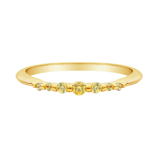 Yellow Cubic Zirconia & Sterling Silver Gold-Plated Round-Cut Ring