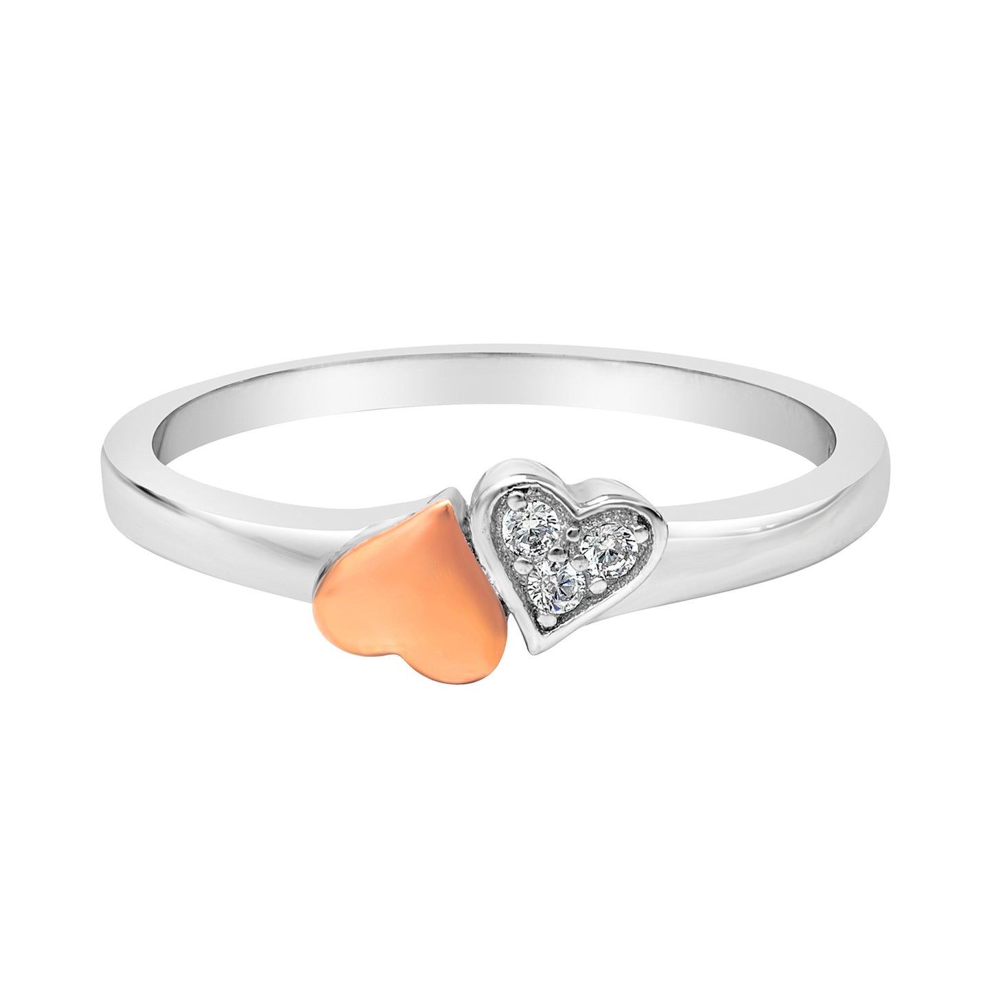 Sterling Silver & Cubic Zirconia Dual-Heart Ring