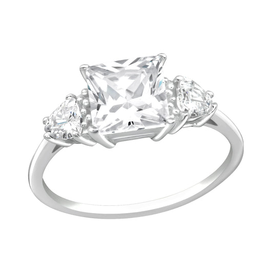 Sterling Silver Cubic Zirconia Triplet Ring