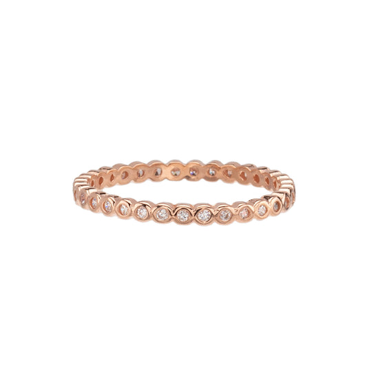 Sterling Silver 24k Rose Gold- Plated & Cubic Zirconia Round Bezel Ring