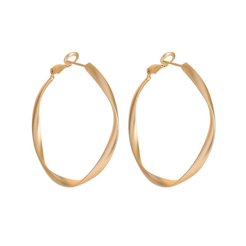 Gold Tone Twisted Hoop Earrings