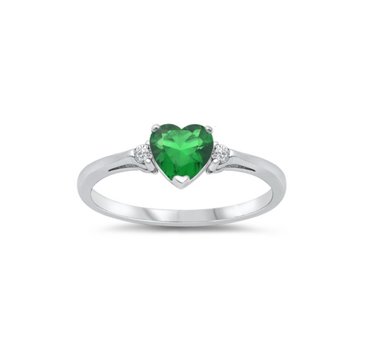 Cubic Zirconia & Sterling Silver Heart Ring