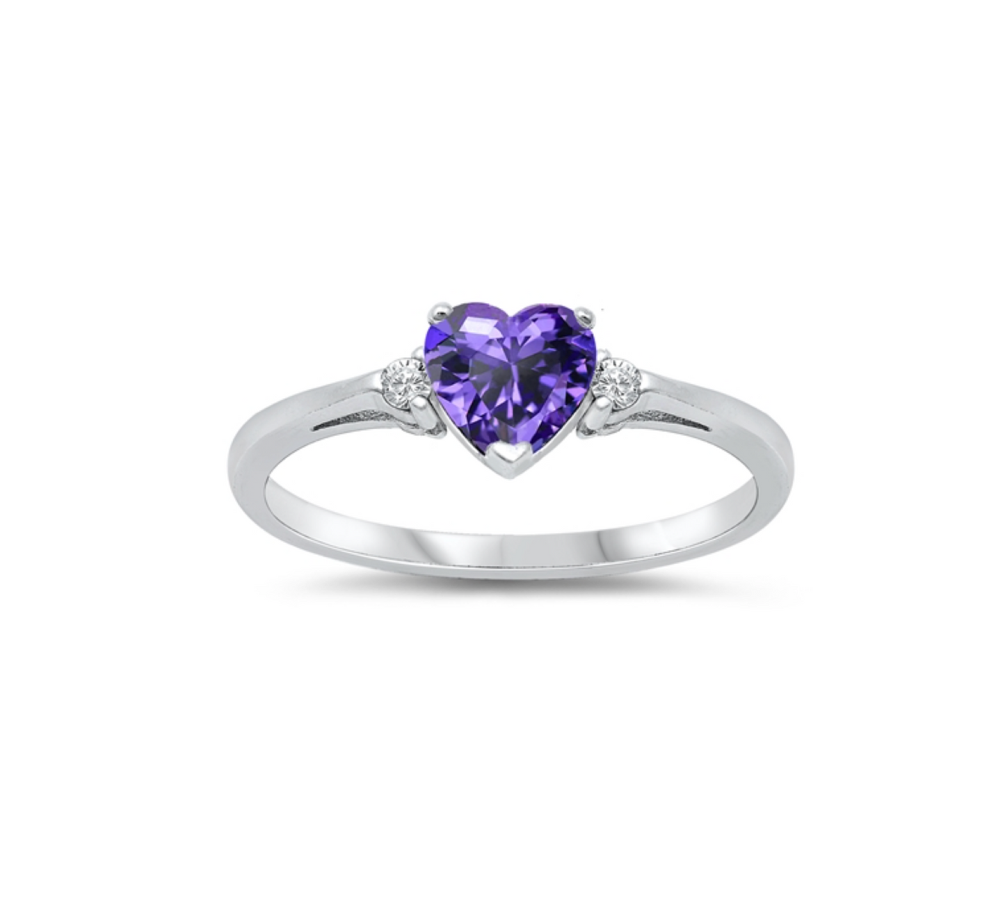 Cubic Zirconia & Sterling Silver Heart Ring