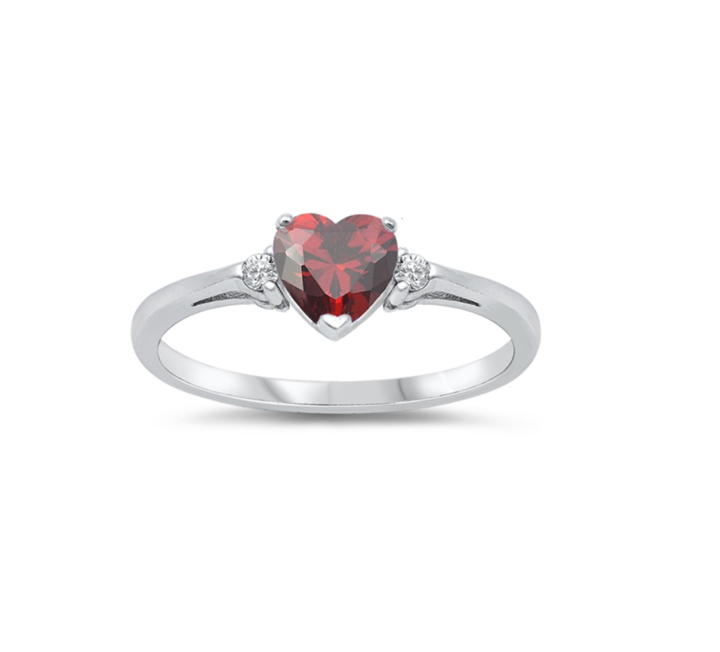 Cubic Zirconia & Sterling Silver Heart Ring