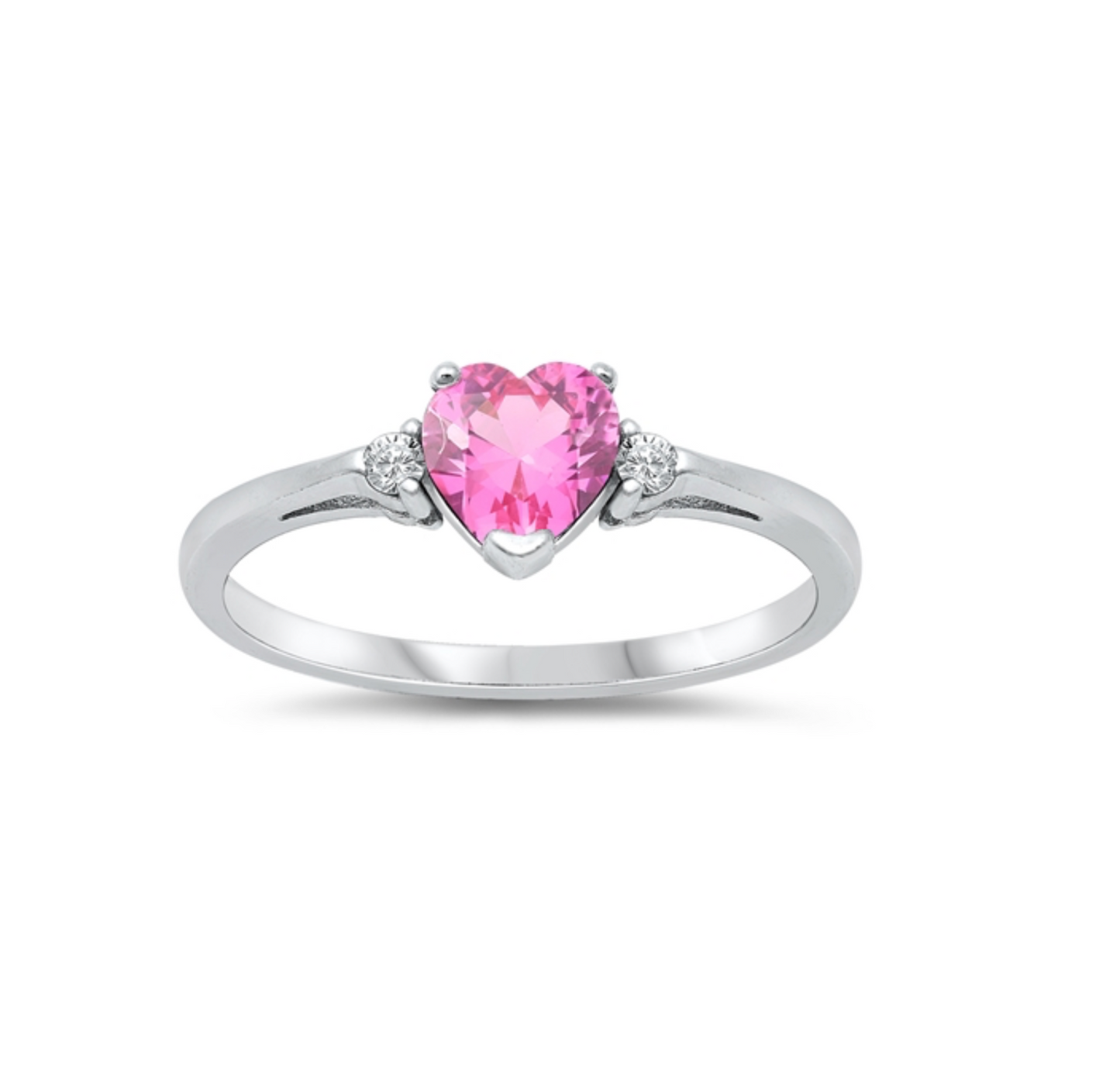 Cubic Zirconia & Sterling Silver Heart Ring