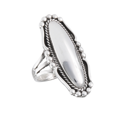 Sterling Silver Statement Oblong Ring