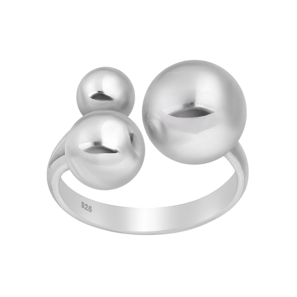 Sterling Silver Triple Balls Adjustable Ring