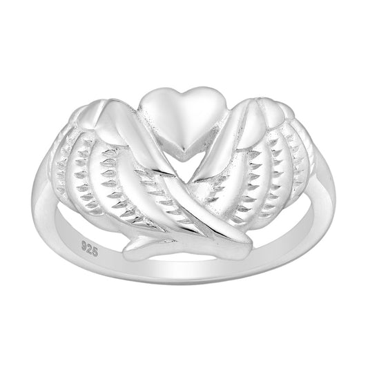 Sterling Silver Wing Heart Ring