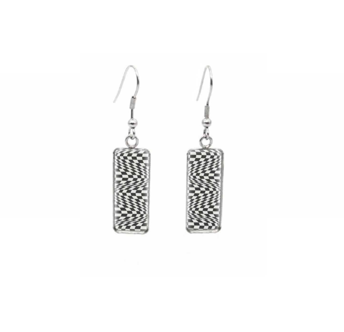 Patterned Rectangular Drop Earrings