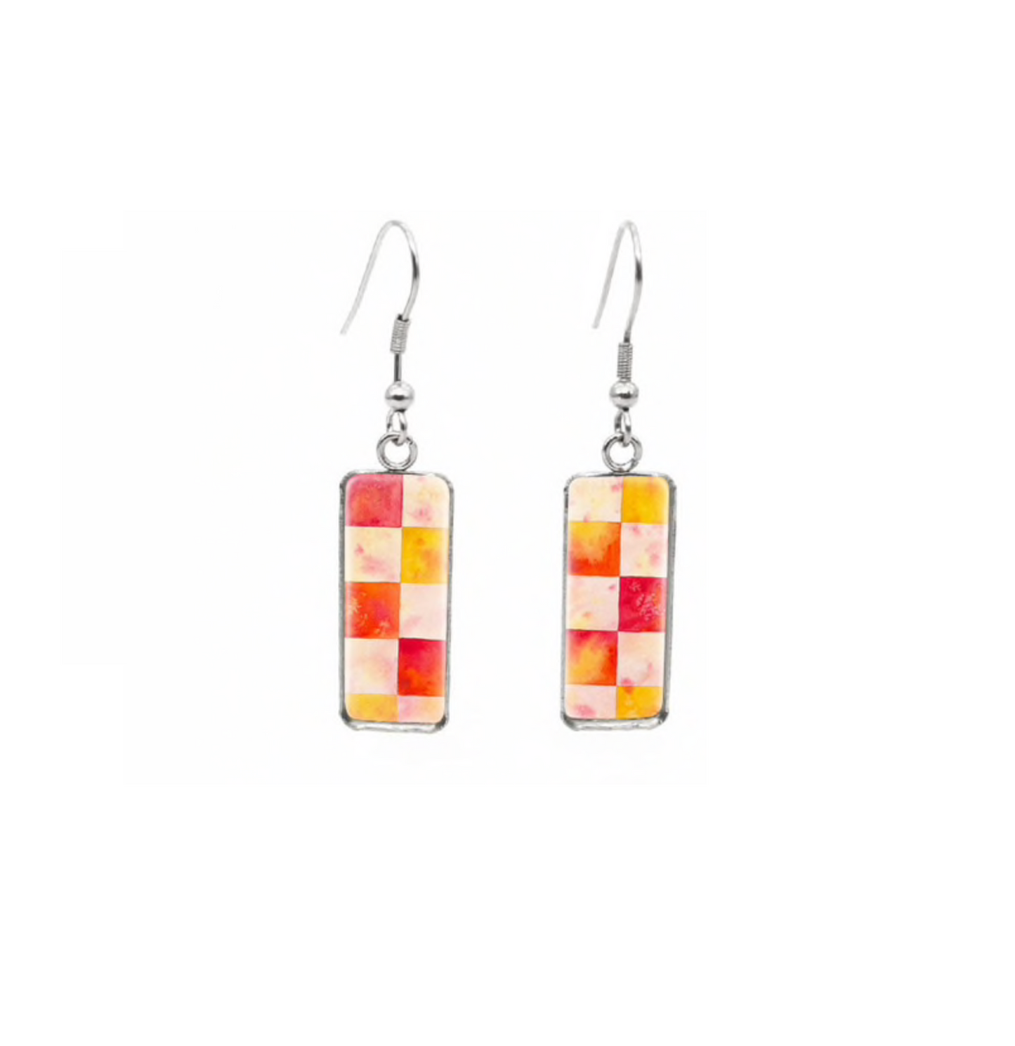 Patterned Rectangular Drop Earrings