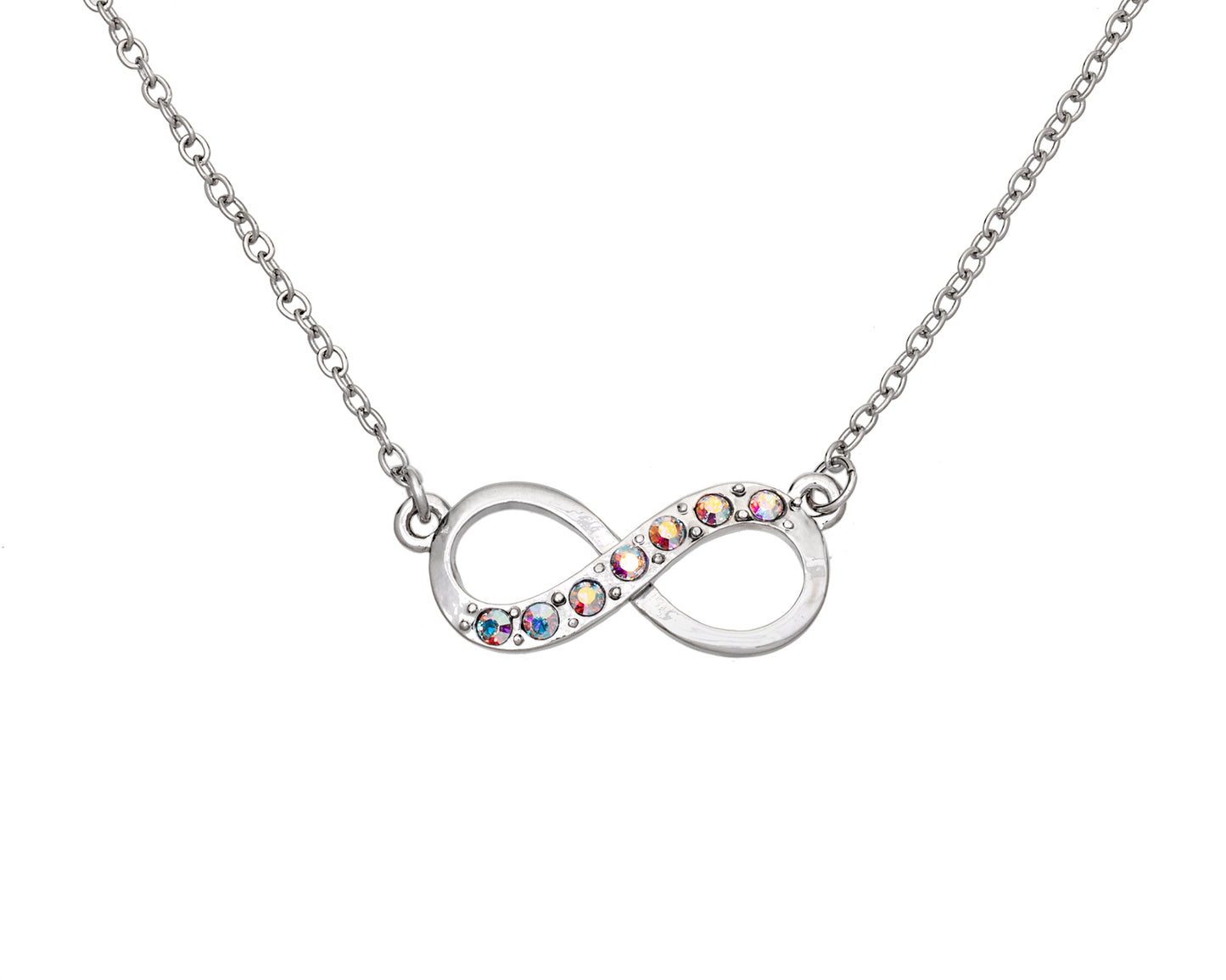 Horizontal Aurora Borealis Crystal Infinity Necklace
