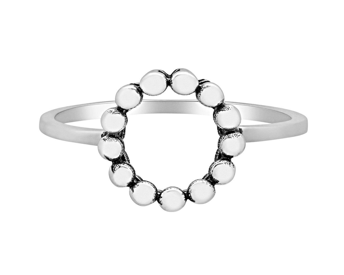 Sterling Silver Beaded Circle Ring