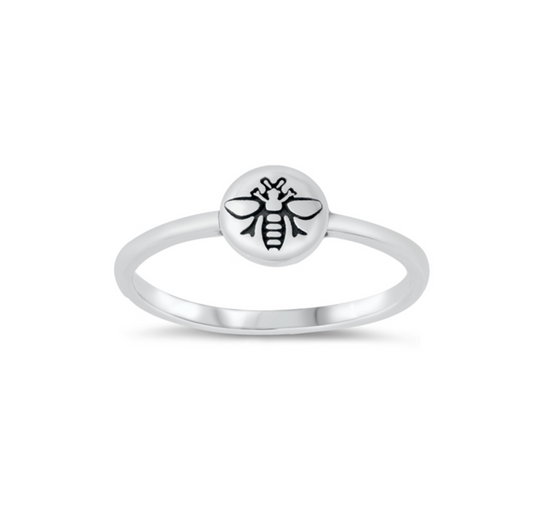 Sterling Silver Bee Etched Ring