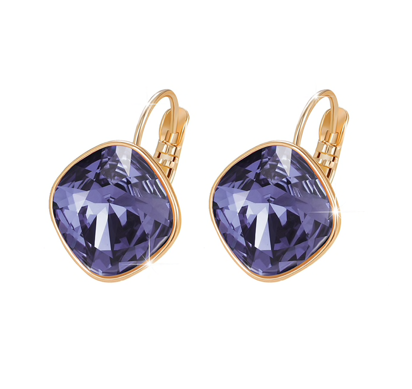 Goldtone & Cushion Cut Crystal Leverback Earrings