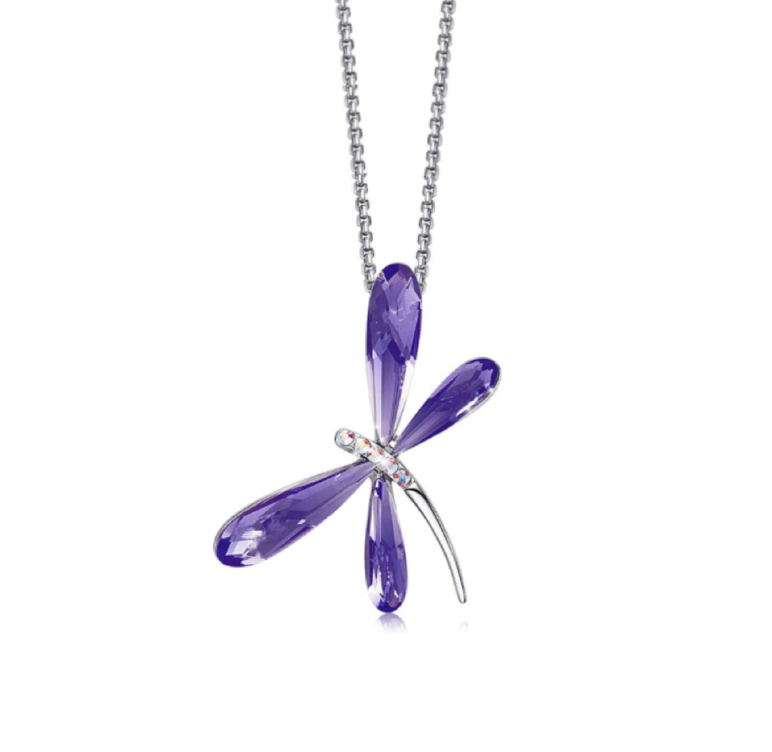 Crystal Dragonfly Pendant Necklace