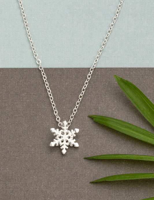 Silvertone Snowflake Pendant Necklace